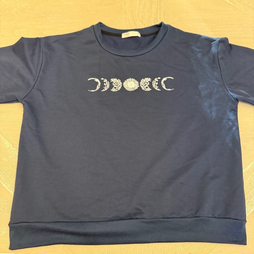 Deep Blue Celestial Moon Crewneck Medium